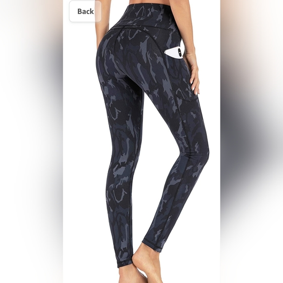 NEW Leggings with Pockets for Women ♡ High Waisted♡ Gray Camouflage Print Size M - Picture 3 of 10